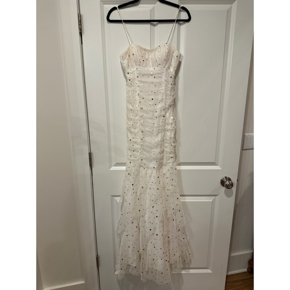 Hailey Logan Adrianna Papell Formal Dress‎ Gold Square Detail Gown Size 3/4 - Picture 1 of 5